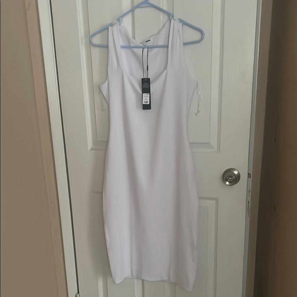 Fashion Nova White Sheath Midi Dress